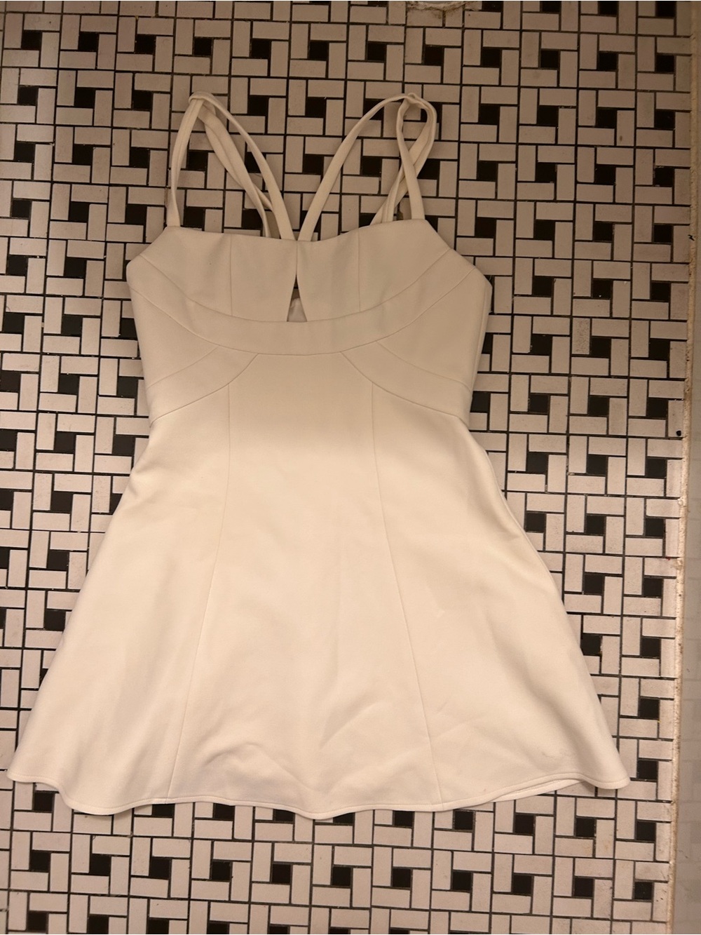 BCBGMaxAzria Ivory Double-Strap Fit-and-Flare Mini Dress